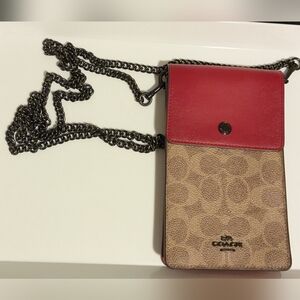 Coach Red and Tan Signature Crossbody Bag